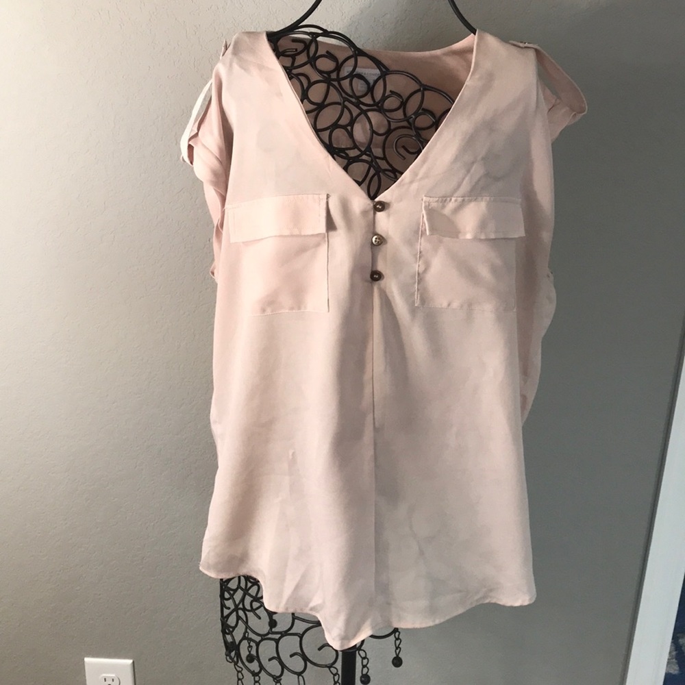 New York and Company Tan Combat Sleeve Blouse